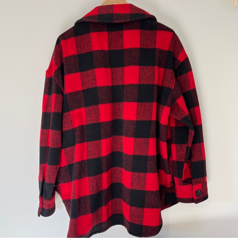 LA MIEL Red and Black Checkered Utility Jacket - Picture 4 of 10